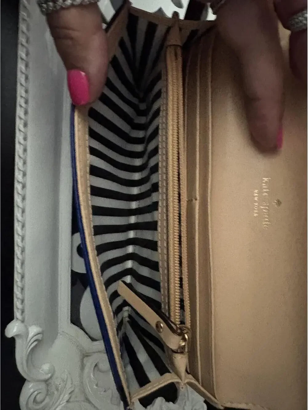 Kate Spade Royal Blue Leather Turnlock Flap Clutch Wallet Crossbody